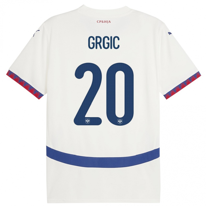 Niño Fútbol Camiseta Serbia Dario Grgic #20 Blanco 2ª Equipación 24-26 México