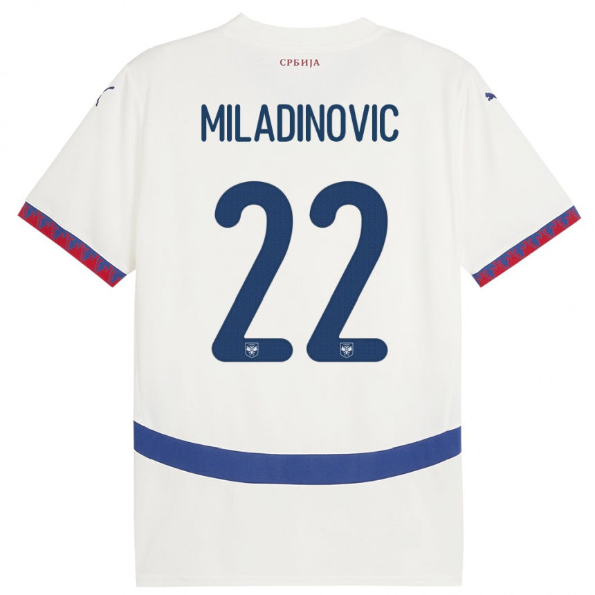 Niño Fútbol Camiseta Serbia Igor Miladinovic #22 Blanco 2ª Equipación 24-26 México