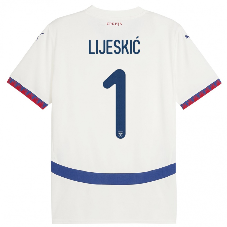 Niño Fútbol Camiseta Serbia Luka Lijeskic #1 Blanco 2ª Equipación 24-26 México