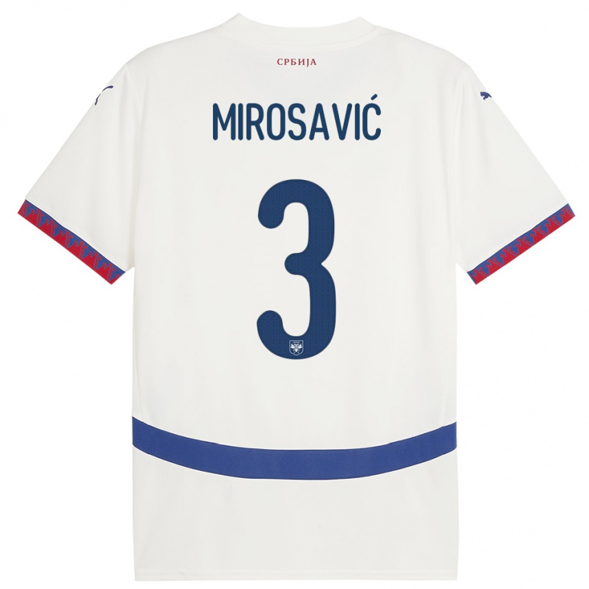 Niño Fútbol Camiseta Serbia Veljko Mirosavic #3 Blanco 2ª Equipación 24-26 México