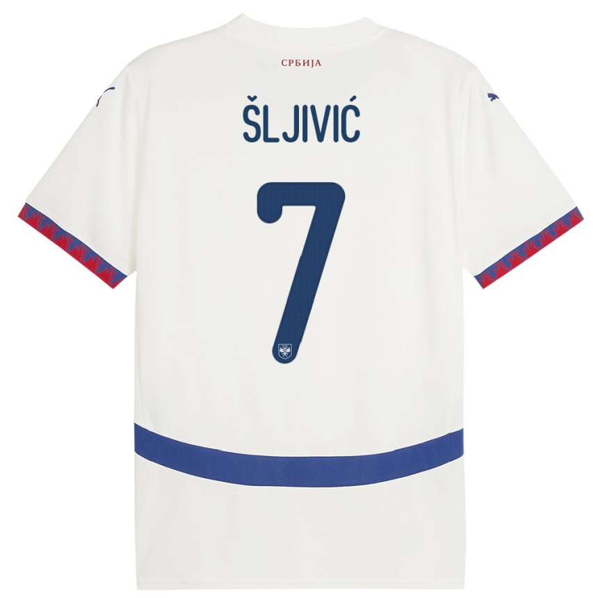 Niño Fútbol Camiseta Serbia Jovan Sljivic #7 Blanco 2ª Equipación 24-26 México