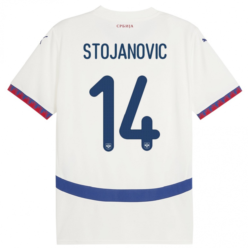 Niño Fútbol Camiseta Serbia Matija Stojanovic #14 Blanco 2ª Equipación 24-26 México