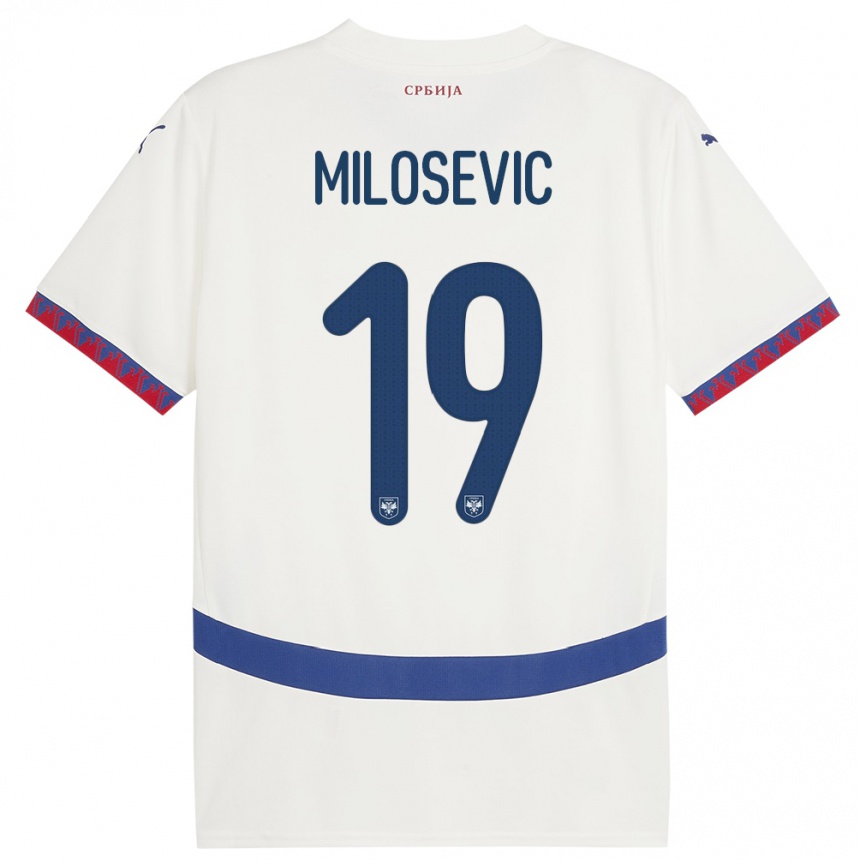 Niño Fútbol Camiseta Serbia Jovan Milosevic #19 Blanco 2ª Equipación 24-26 México