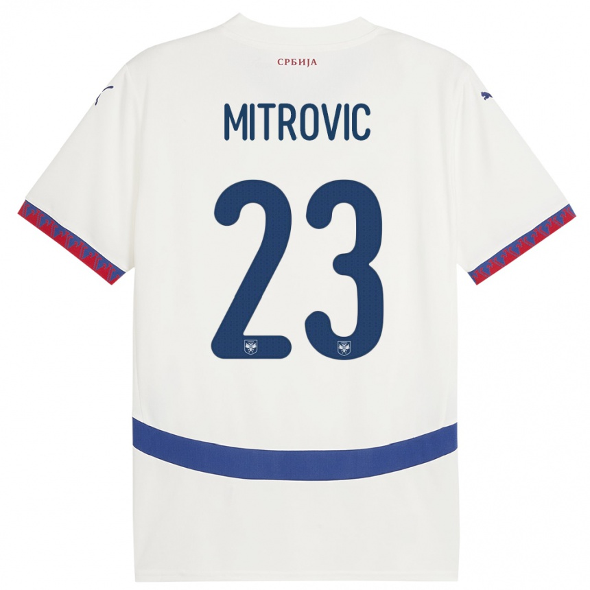 Niño Fútbol Camiseta Serbia Vuk Mitrovic #23 Blanco 2ª Equipación 24-26 México