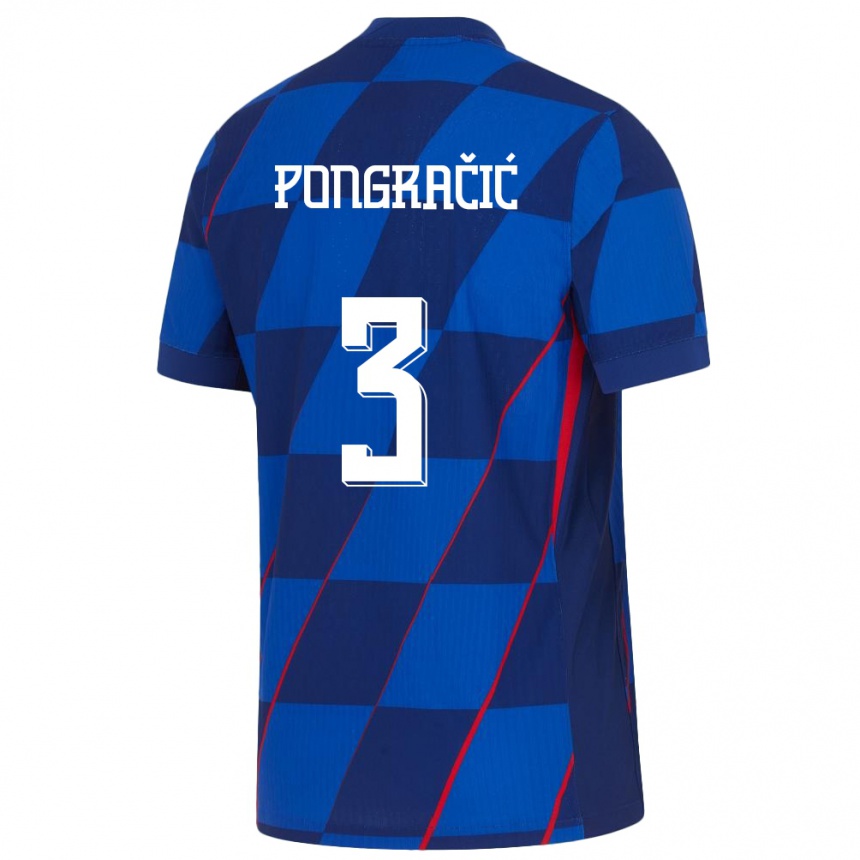 Niño Fútbol Camiseta Croacia Marin Pongracic #3 Azul 2ª Equipación 24-26 México