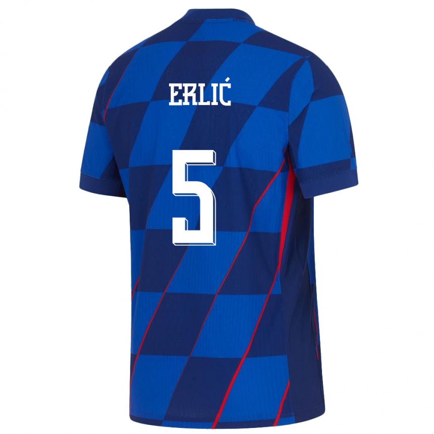 Niño Fútbol Camiseta Croacia Martin Erlic #5 Azul 2ª Equipación 24-26 México