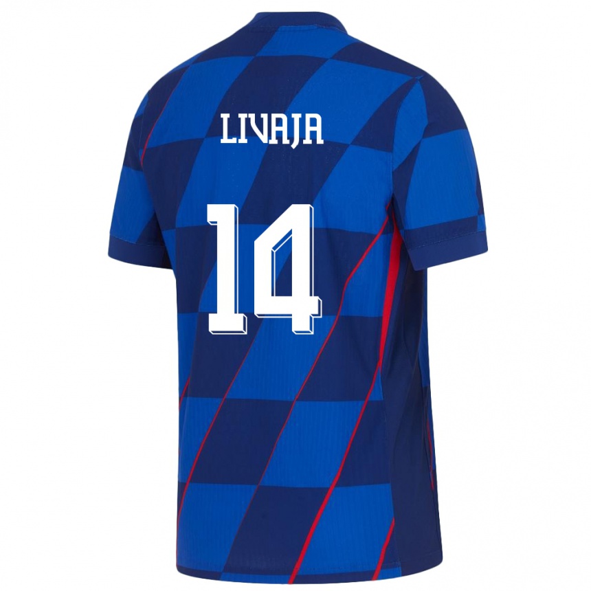 Niño Fútbol Camiseta Croacia Marko Livaja #14 Azul 2ª Equipación 24-26 México