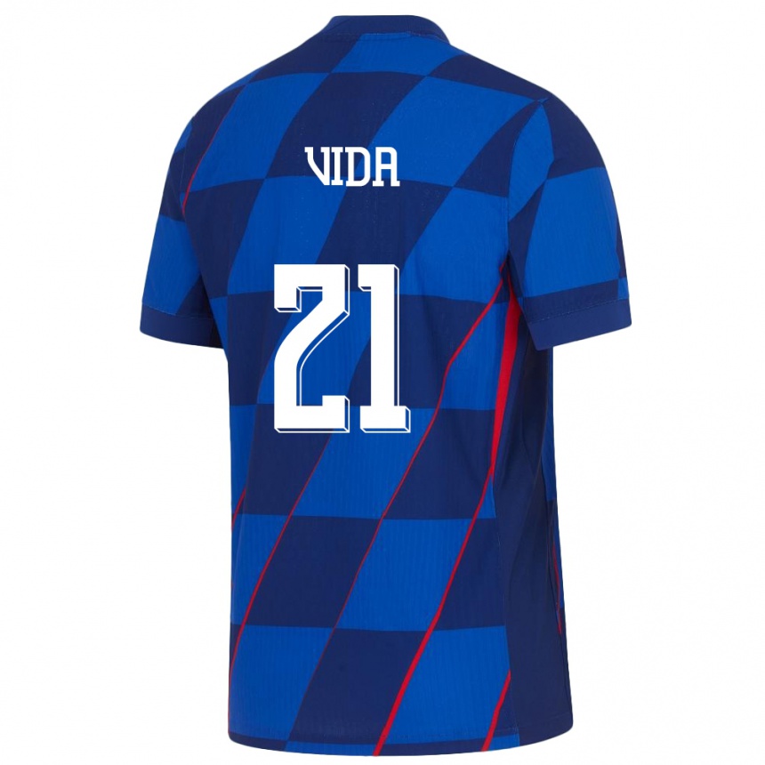 Niño Fútbol Camiseta Croacia Domagoj Vida #21 Azul 2ª Equipación 24-26 México