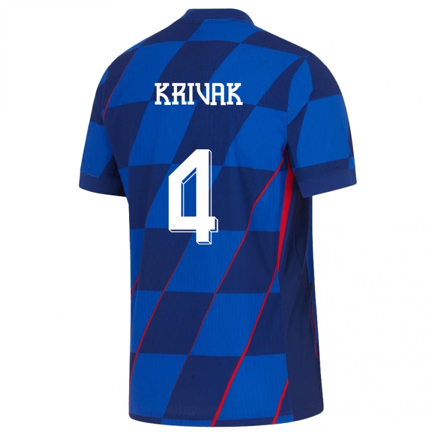 Niño Fútbol Camiseta Croacia Fabijan Krivak #4 Azul 2ª Equipación 24-26 México