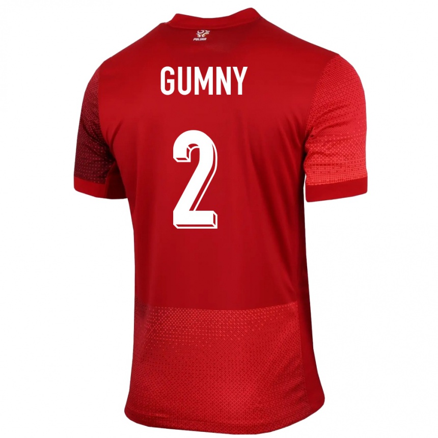 Niño Fútbol Camiseta Polonia Robert Gumny #2 Rojo 2ª Equipación 24-26 México