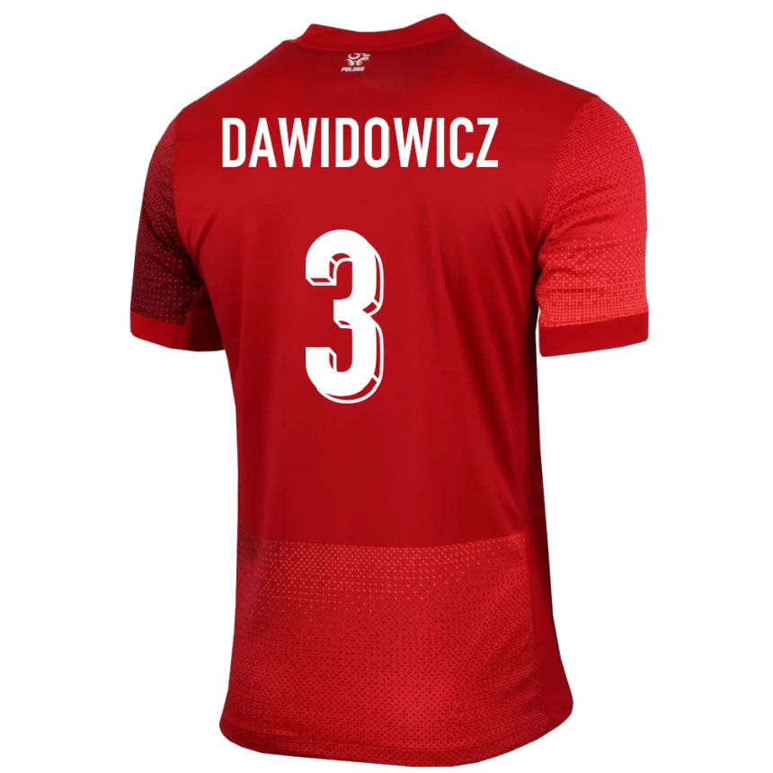 Niño Fútbol Camiseta Polonia Pawel Dawidowicz #3 Rojo 2ª Equipación 24-26 México