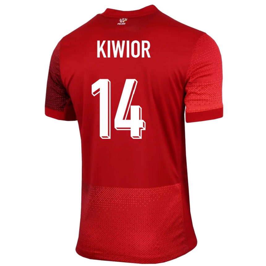 Niño Fútbol Camiseta Polonia Jakub Kiwior #14 Rojo 2ª Equipación 24-26 México