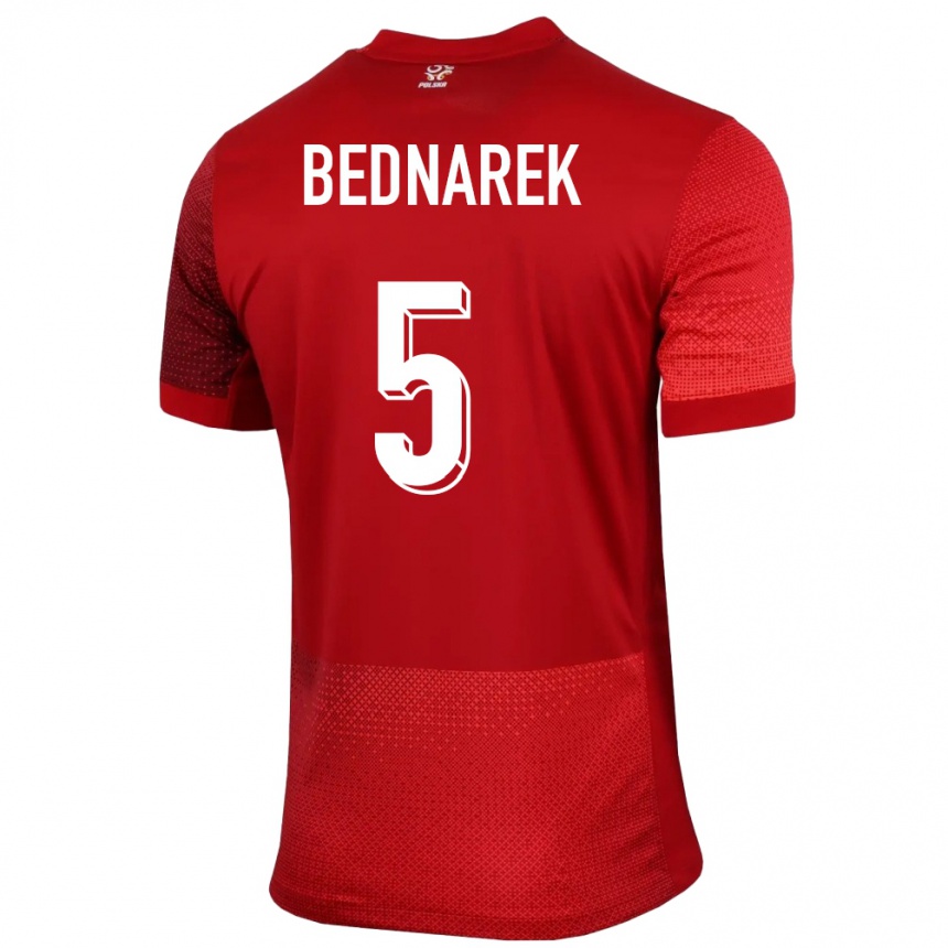 Niño Fútbol Camiseta Polonia Jan Bednarek #5 Rojo 2ª Equipación 24-26 México