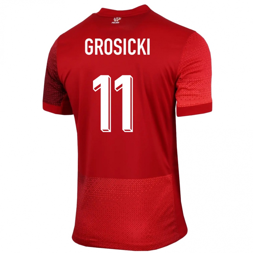 Niño Fútbol Camiseta Polonia Kamil Grosicki #11 Rojo 2ª Equipación 24-26 México