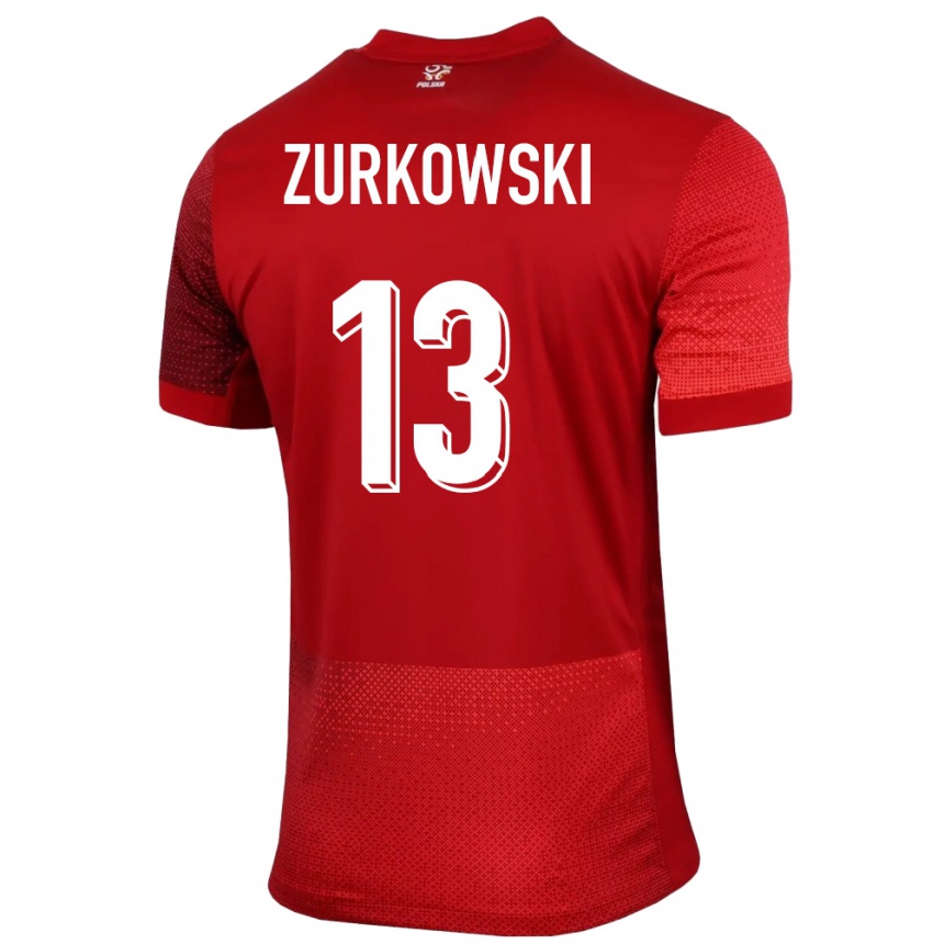 Niño Fútbol Camiseta Polonia Szymon Zurkowski #13 Rojo 2ª Equipación 24-26 México