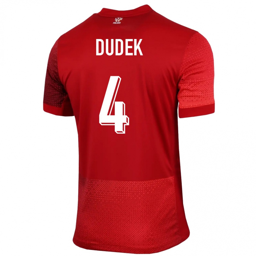 Niño Fútbol Camiseta Polonia Paulina Dudek #4 Rojo 2ª Equipación 24-26 México