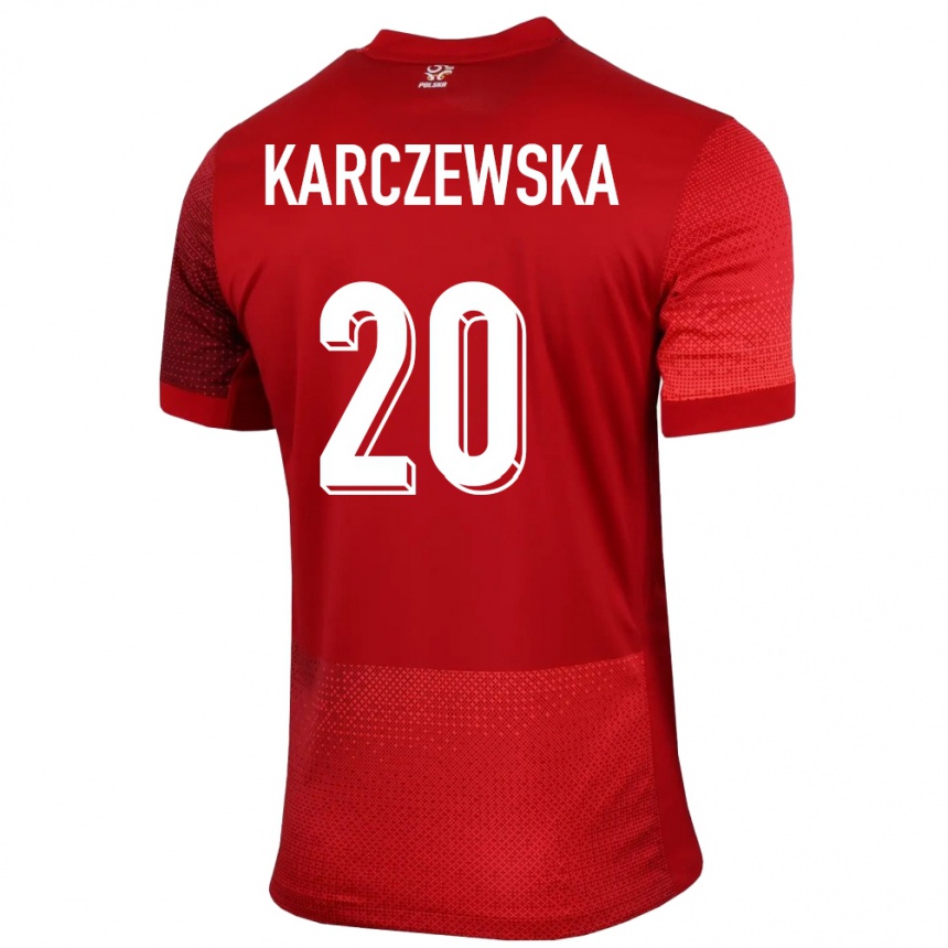 Niño Fútbol Camiseta Polonia Nikola Karczewska #20 Rojo 2ª Equipación 24-26 México