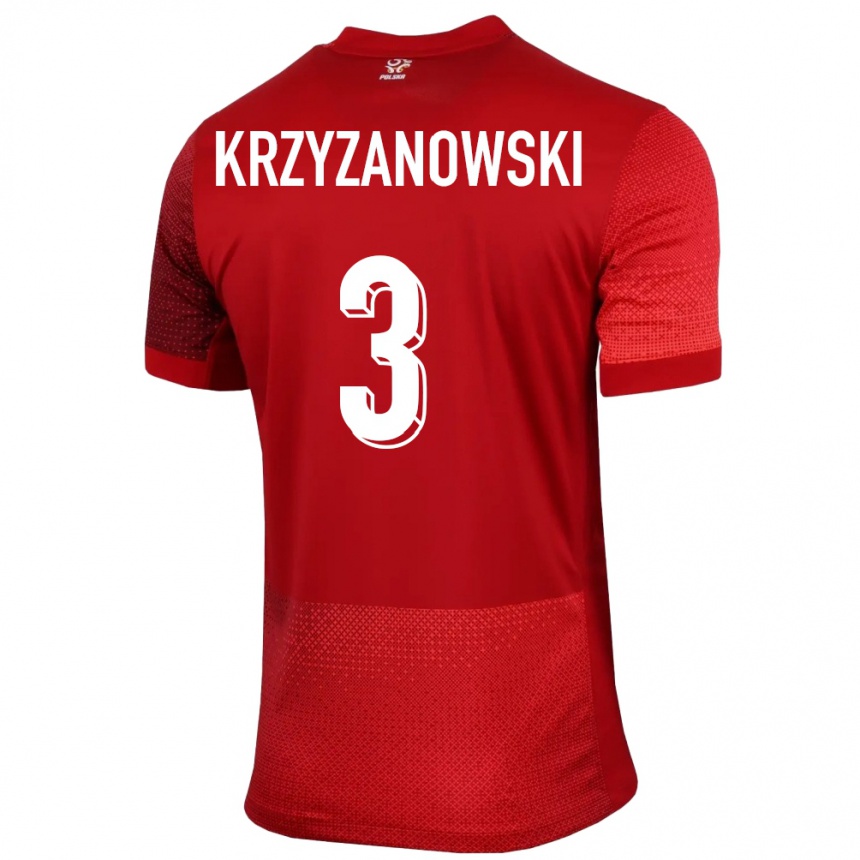 Niño Fútbol Camiseta Polonia Jakub Krzyzanowski #3 Rojo 2ª Equipación 24-26 México