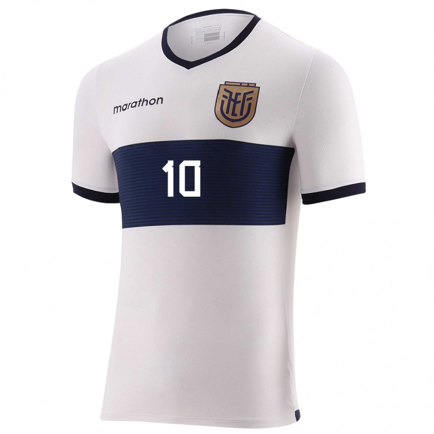 Niño Fútbol Camiseta Ecuador Romario Ibarra #10 Blanco 2ª Equipación 24-26 México