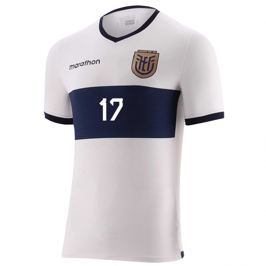 Niño Fútbol Camiseta Ecuador Mathias Solis #17 Blanco 2ª Equipación 24-26 México