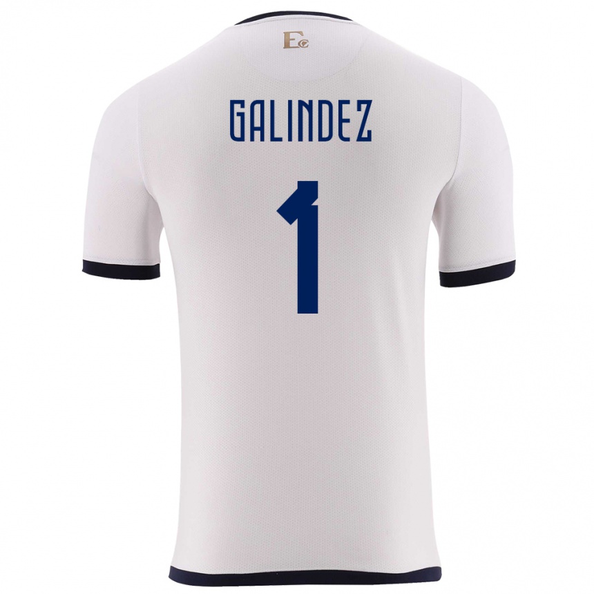 Niño Fútbol Camiseta Ecuador Hernan Galindez #1 Blanco 2ª Equipación 24-26 México