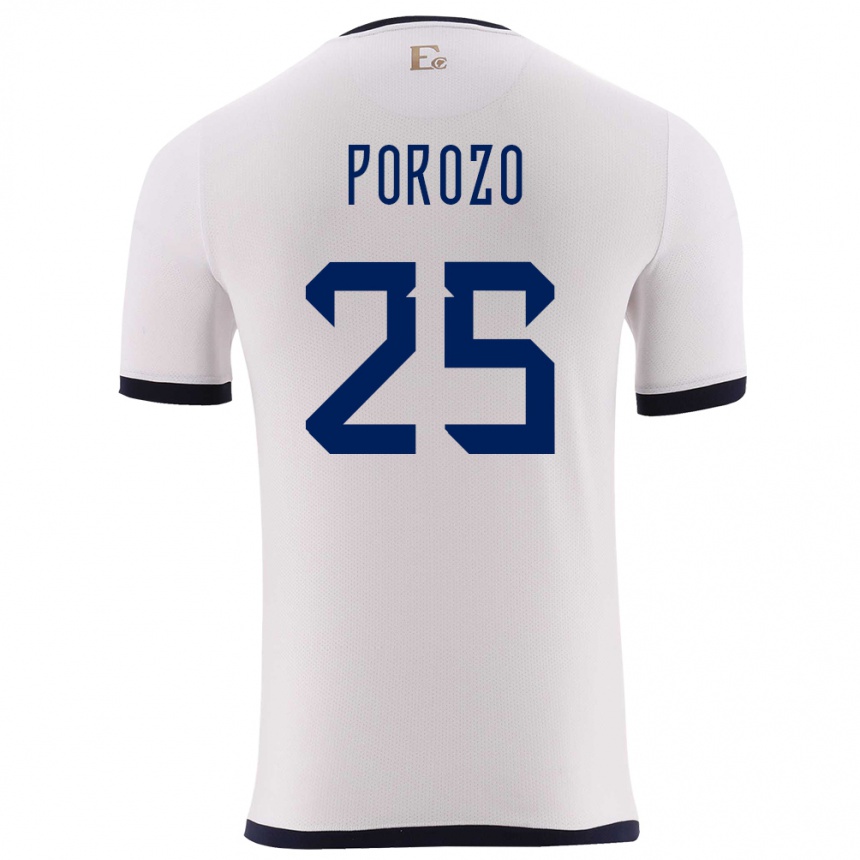 Niño Fútbol Camiseta Ecuador Jackson Porozo #25 Blanco 2ª Equipación 24-26 México