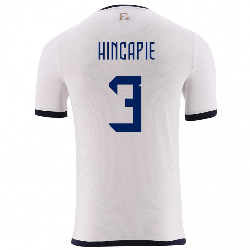 Niño Fútbol Camiseta Ecuador Piero Hincapie #3 Blanco 2ª Equipación 24-26 México