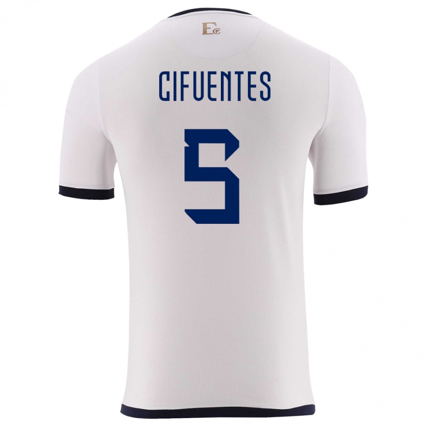 Niño Fútbol Camiseta Ecuador Jose Cifuentes #5 Blanco 2ª Equipación 24-26 México