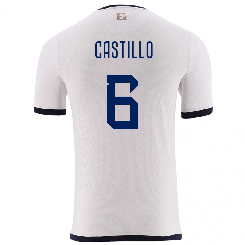 Niño Fútbol Camiseta Ecuador Byron Castillo #6 Blanco 2ª Equipación 24-26 México