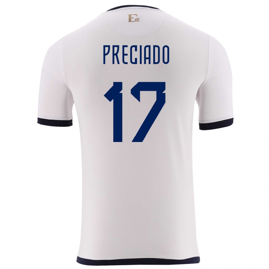 Niño Fútbol Camiseta Ecuador Angelo Preciado #17 Blanco 2ª Equipación 24-26 México