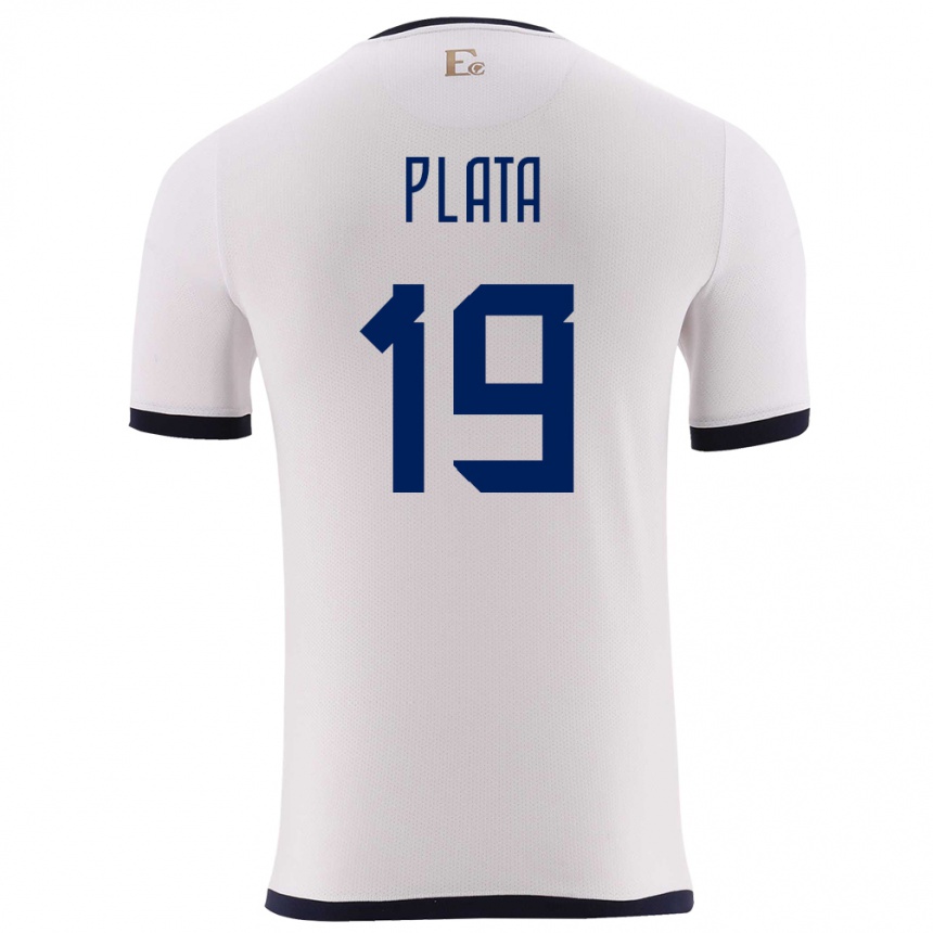 Niño Fútbol Camiseta Ecuador Gonzalo Plata #19 Blanco 2ª Equipación 24-26 México