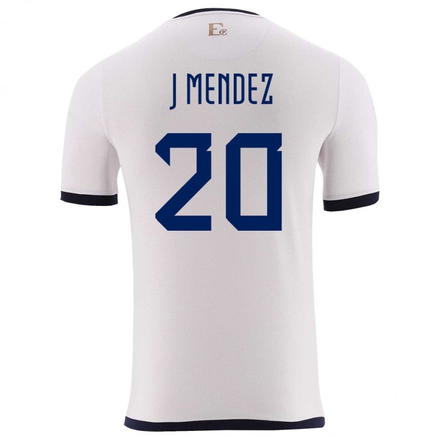 Niño Fútbol Camiseta Ecuador Jhegson Mendez #20 Blanco 2ª Equipación 24-26 México