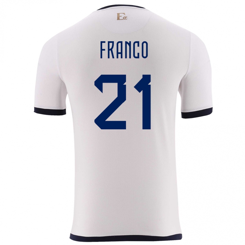 Niño Fútbol Camiseta Ecuador Alan Franco #21 Blanco 2ª Equipación 24-26 México