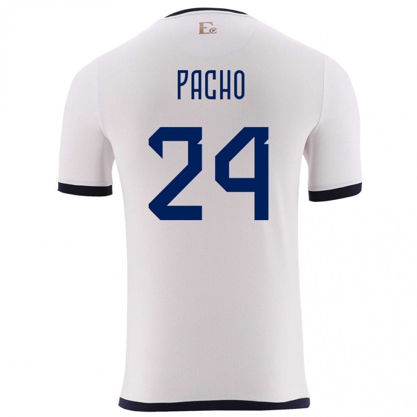 Niño Fútbol Camiseta Ecuador William Pacho #24 Blanco 2ª Equipación 24-26 México
