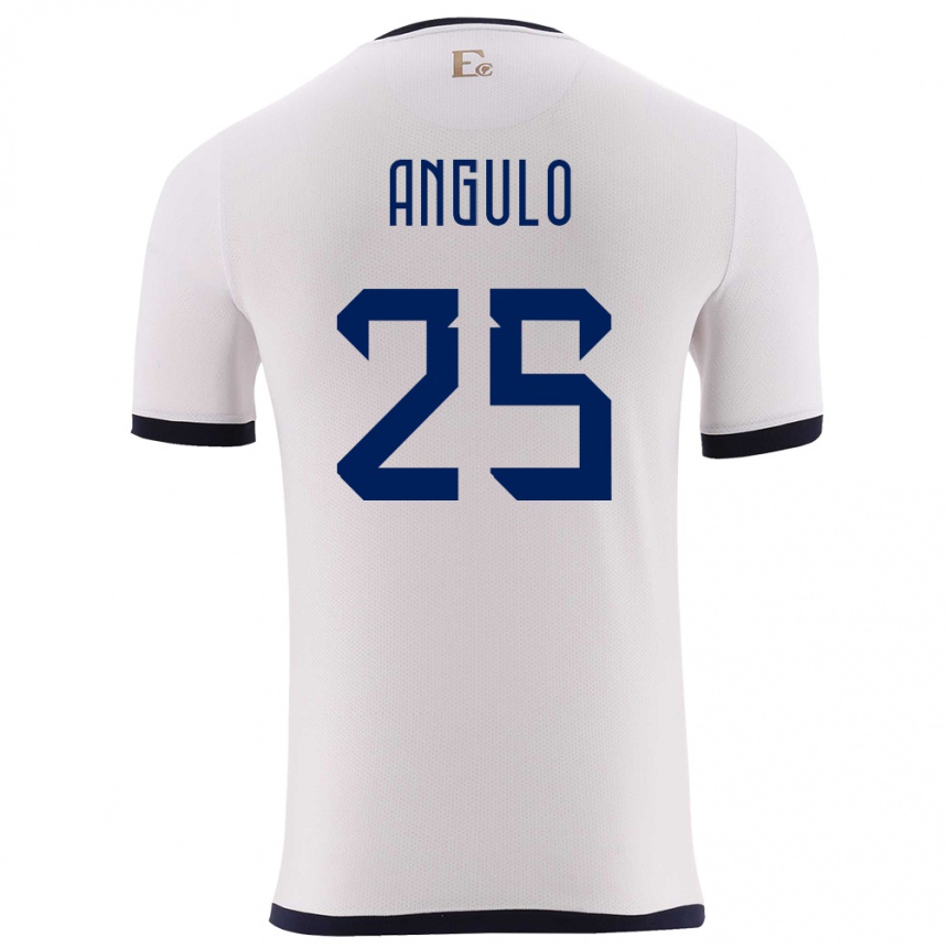 Niño Fútbol Camiseta Ecuador Nilson Angulo #25 Blanco 2ª Equipación 24-26 México