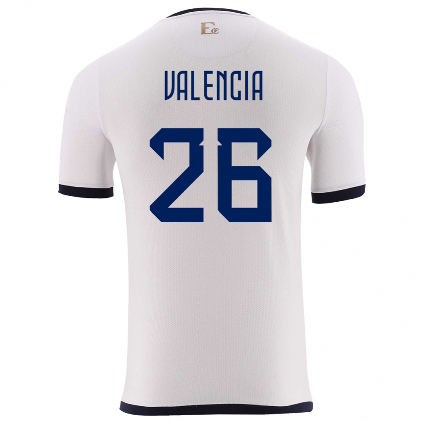 Niño Fútbol Camiseta Ecuador Anthony Valencia #26 Blanco 2ª Equipación 24-26 México