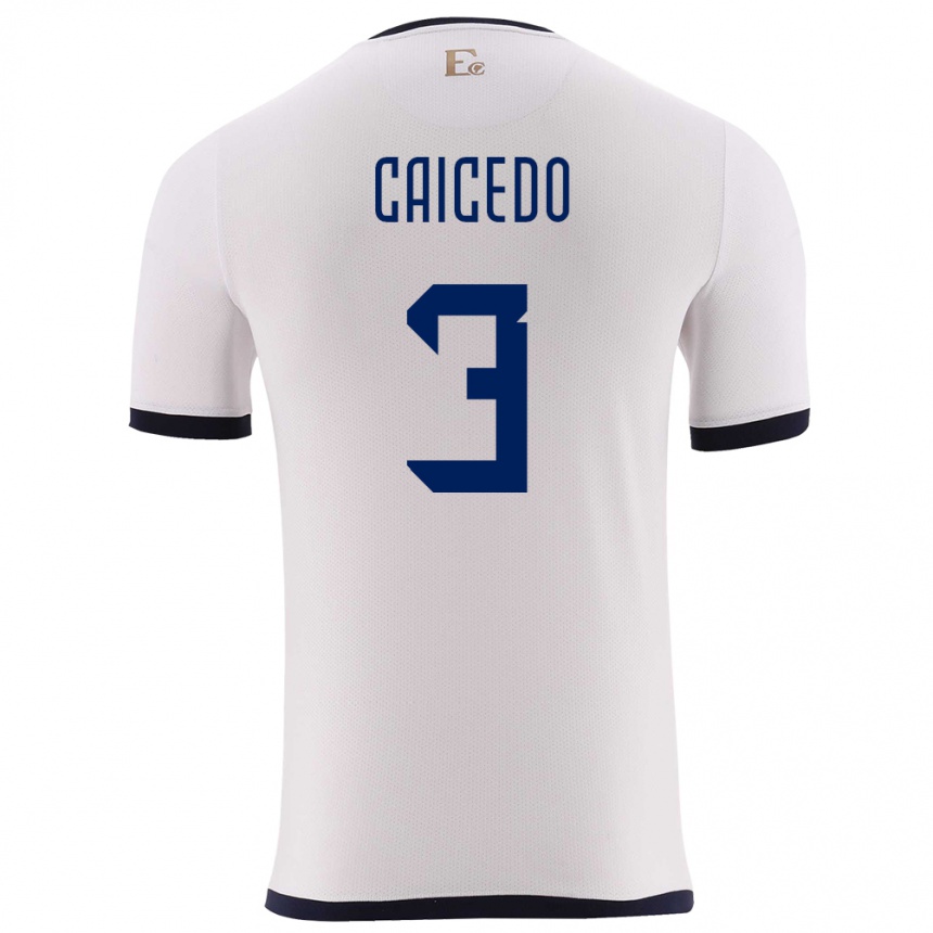 Niño Fútbol Camiseta Ecuador Jessy Caicedo #3 Blanco 2ª Equipación 24-26 México