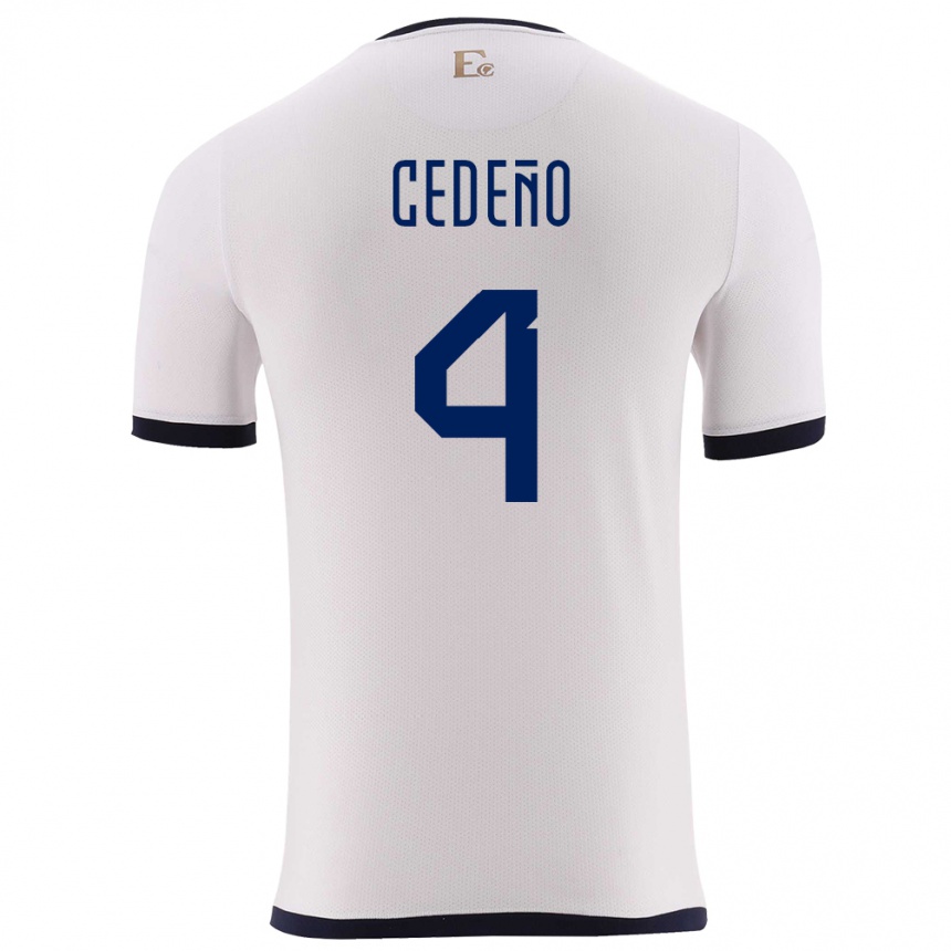 Niño Fútbol Camiseta Ecuador Stefany Cedeno #4 Blanco 2ª Equipación 24-26 México