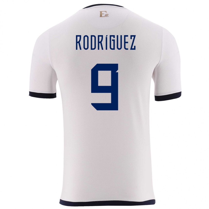 Niño Fútbol Camiseta Ecuador Ingrid Rodriguez #9 Blanco 2ª Equipación 24-26 México
