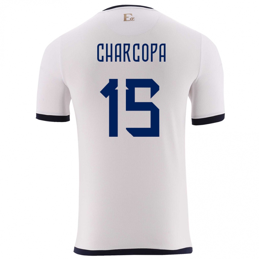 Niño Fútbol Camiseta Ecuador Nicole Charcopa #15 Blanco 2ª Equipación 24-26 México