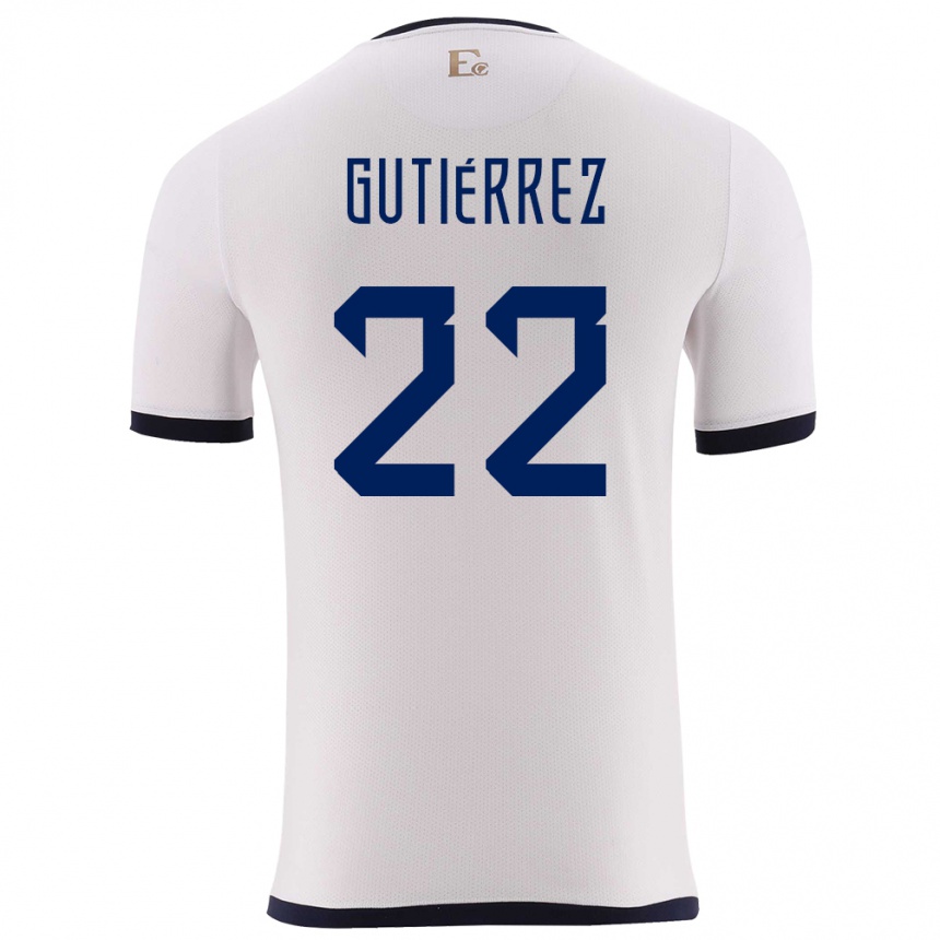 Niño Fútbol Camiseta Ecuador Melanie Gutierrez #22 Blanco 2ª Equipación 24-26 México