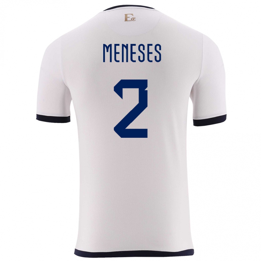 Niño Fútbol Camiseta Ecuador Randy Meneses #2 Blanco 2ª Equipación 24-26 México