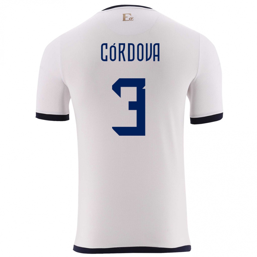 Niño Fútbol Camiseta Ecuador Luis Cordova #3 Blanco 2ª Equipación 24-26 México