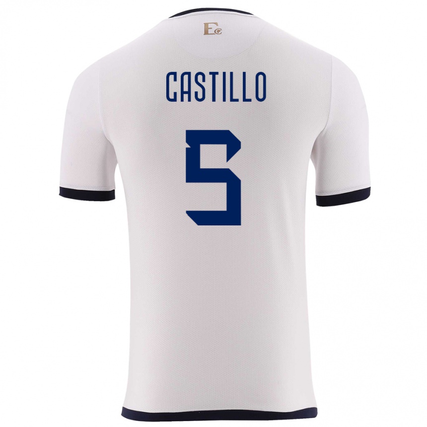 Niño Fútbol Camiseta Ecuador Denil Castillo #5 Blanco 2ª Equipación 24-26 México