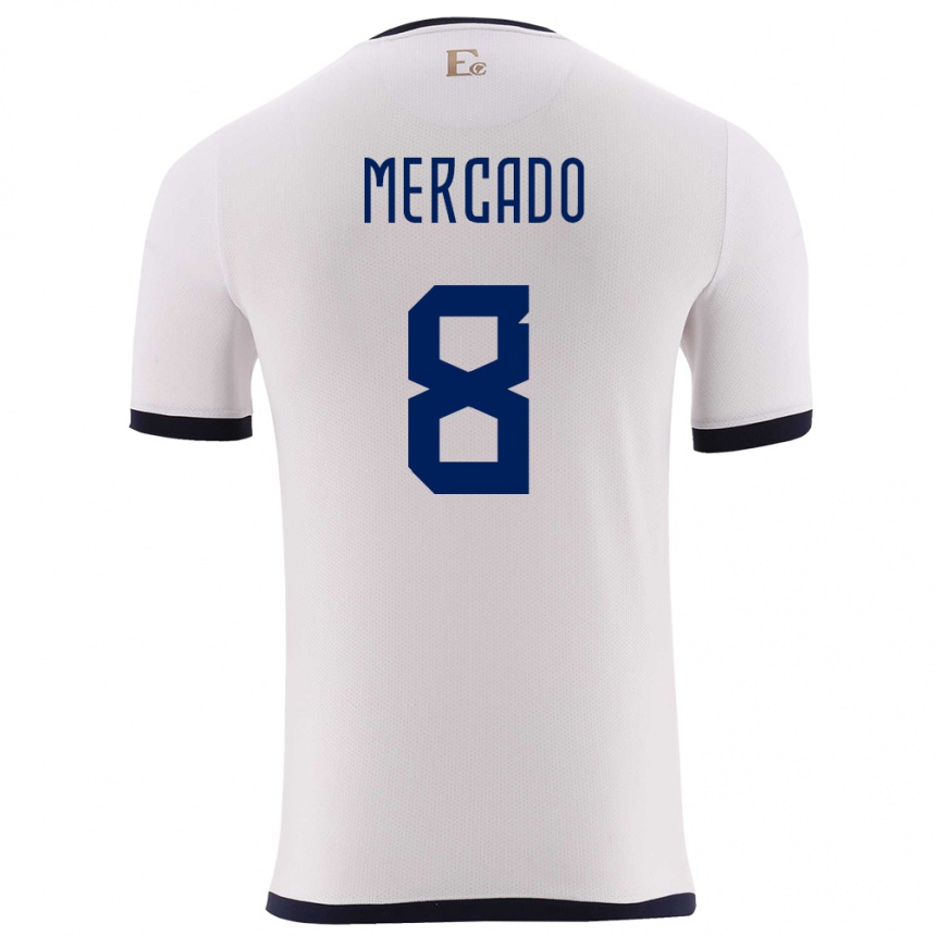 Niño Fútbol Camiseta Ecuador Patrik Mercado #8 Blanco 2ª Equipación 24-26 México