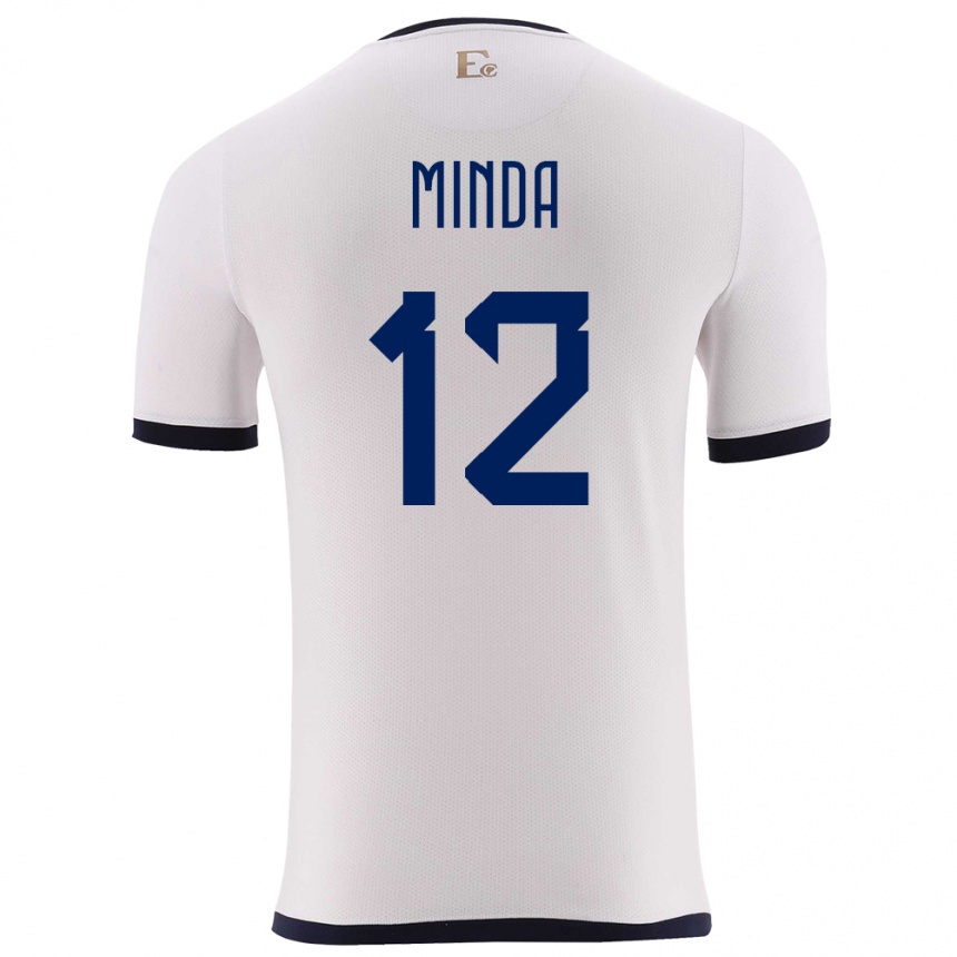 Niño Fútbol Camiseta Ecuador Ethan Minda #12 Blanco 2ª Equipación 24-26 México