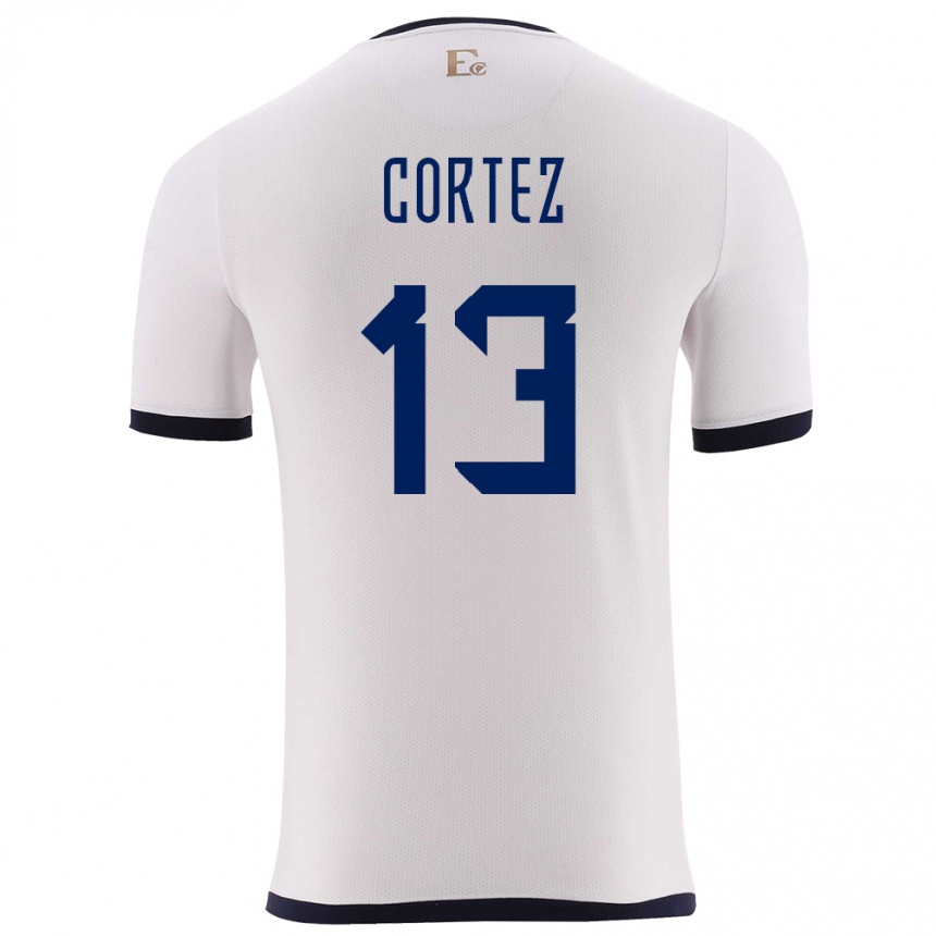 Niño Fútbol Camiseta Ecuador Steven Cortez #13 Blanco 2ª Equipación 24-26 México