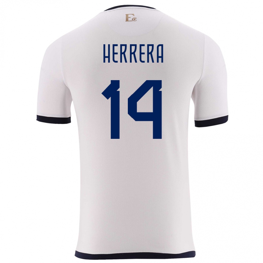 Niño Fútbol Camiseta Ecuador Orlando Herrera #14 Blanco 2ª Equipación 24-26 México