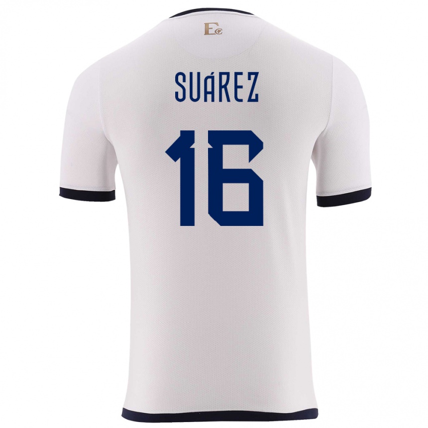 Niño Fútbol Camiseta Ecuador Ariel Suarez #16 Blanco 2ª Equipación 24-26 México