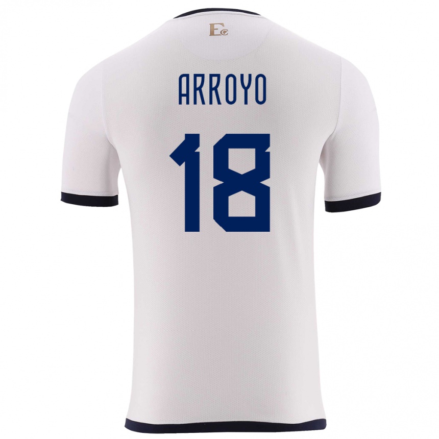 Niño Fútbol Camiseta Ecuador Jean Arroyo #18 Blanco 2ª Equipación 24-26 México